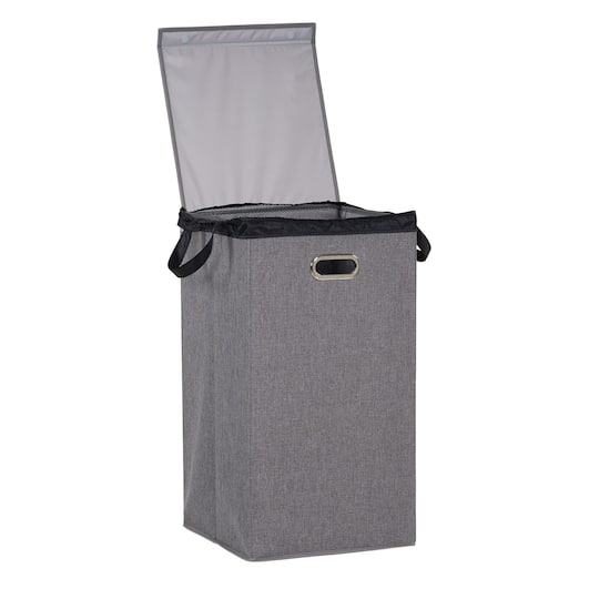 Household Essentials Gray Moisture-Resistant Laundry Hamper with Magnetic Lid & Removable Mesh Liner